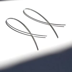 NWT * Silver Elegant Metal Lines Design Dangle Earrings